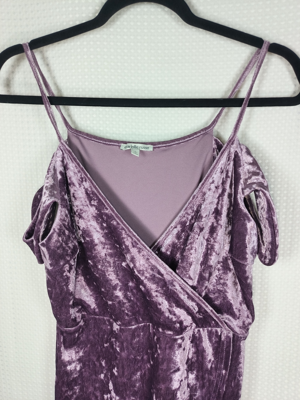 Lavender Purple Crushed Velvet Wrap Midi Dress Tulip Hem S Y2K Whimsigoth Party - Picture 2 of 8